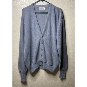 VTG Jantzen Sweater Cardigan Mens XL Gray Button Front Dad Grandpa USA